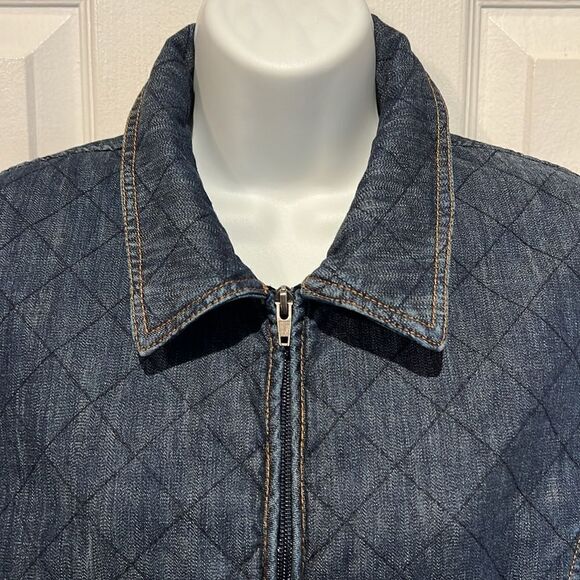 Denver‎ Hayes Blue Denim Quilted Zip Up Vest Size L - Picture 2 of 10